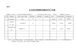 企业自查自纠表