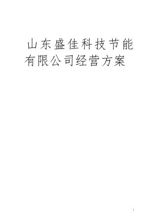 企业运营方案模板
