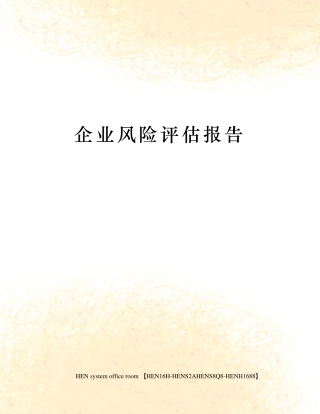 企业风险评估报告