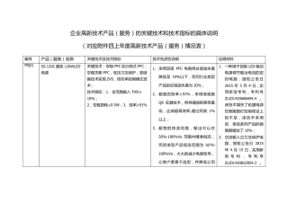 企业高新技术产品技术先进性说明