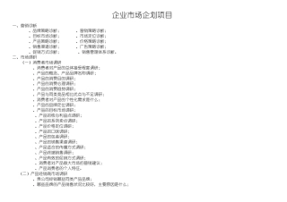 企划项目及收费标准