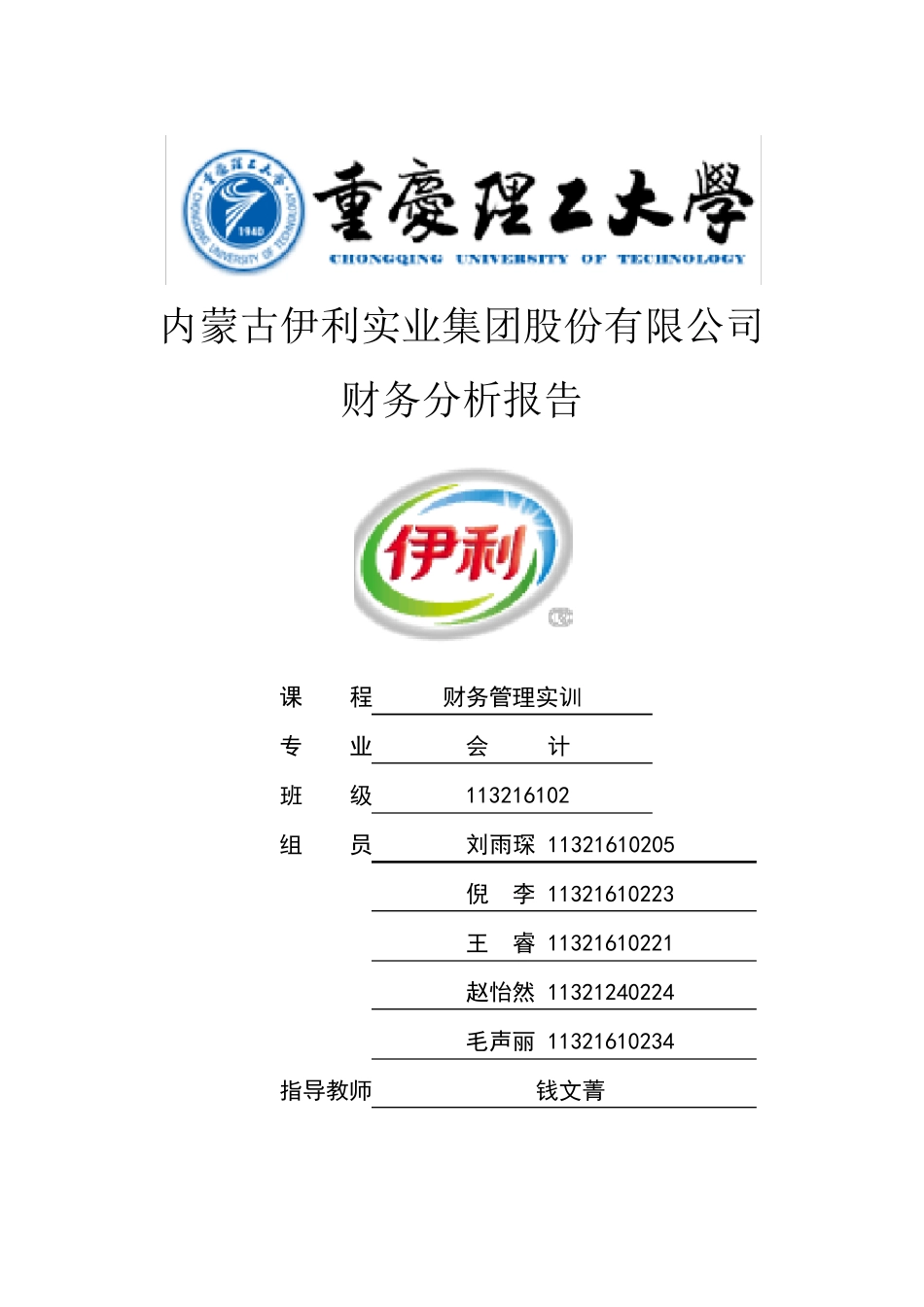 伊利集团财务分析报告_第1页