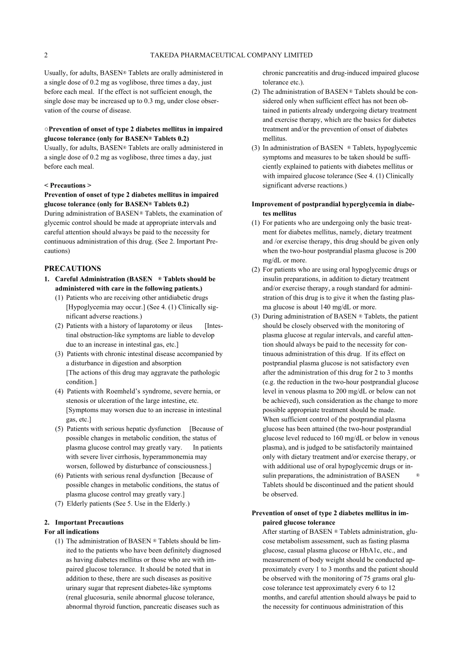 伏格列波糖片剂药品说明书(英文)_第2页