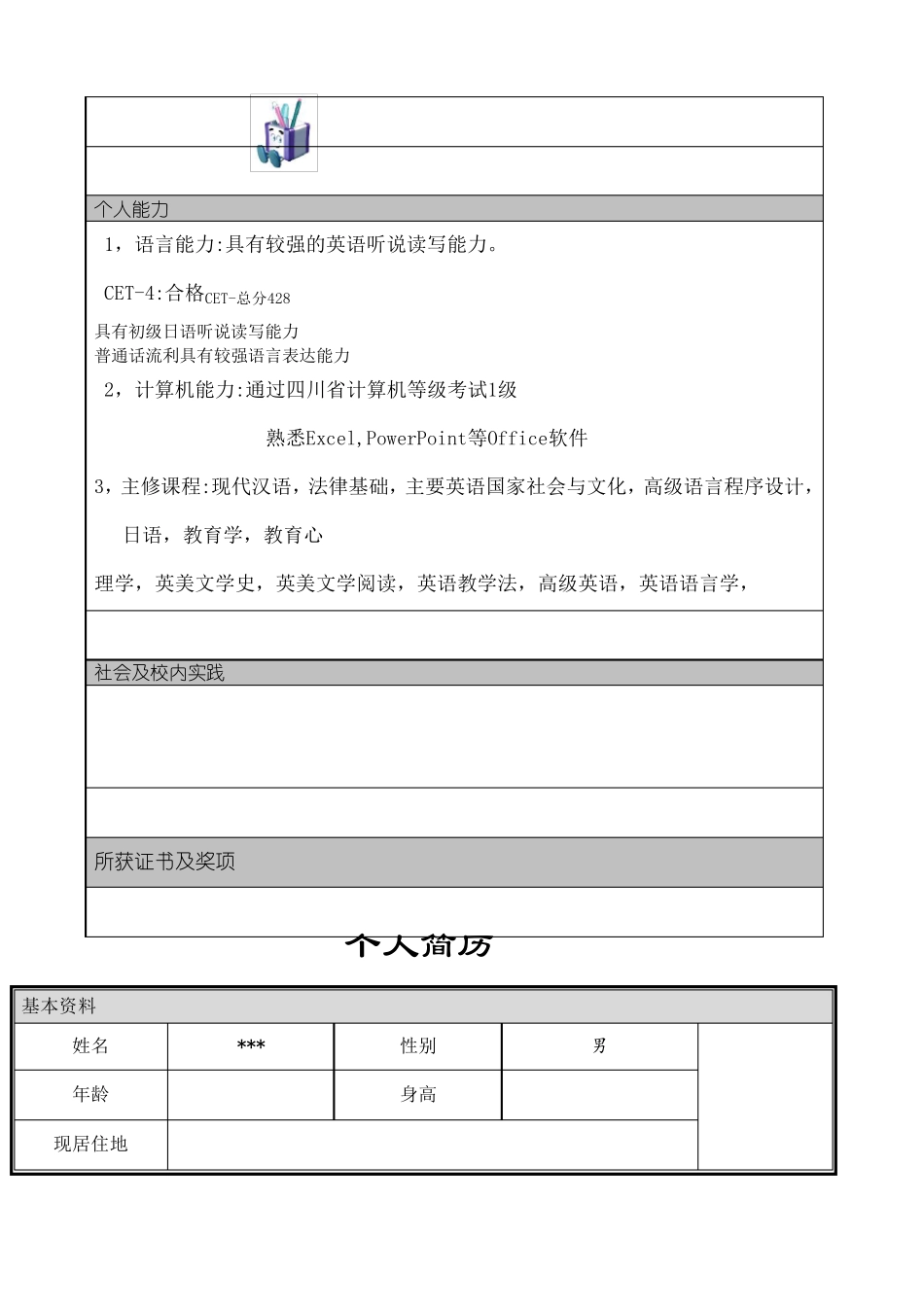 优秀个人简历模板_第3页