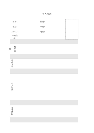 优秀个人简历模板