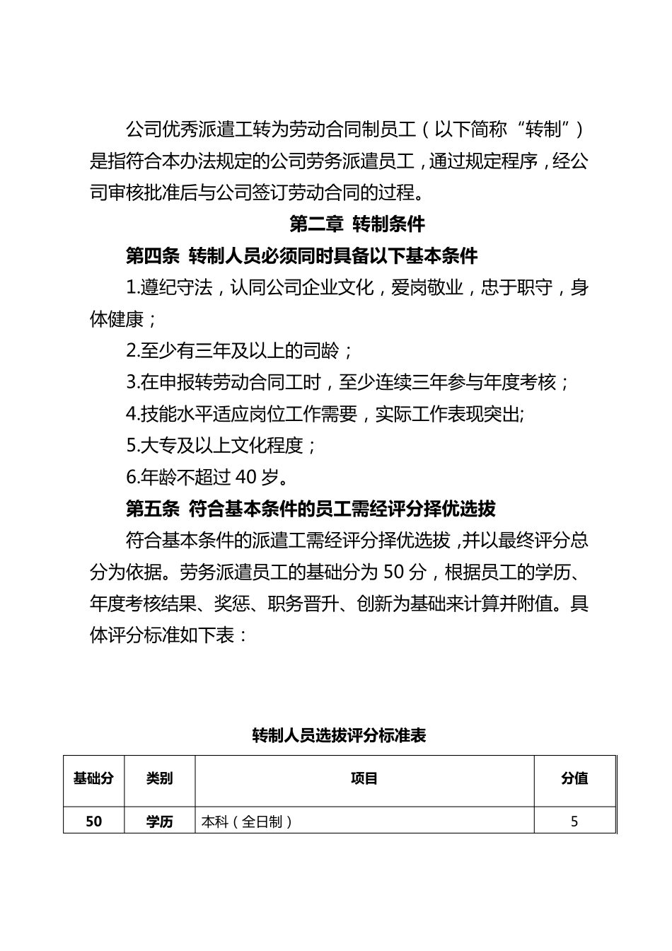 优秀劳务派遣工转为公司劳动合同制员工实施办法_第2页