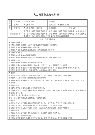 优秀岗位职责说明书模板