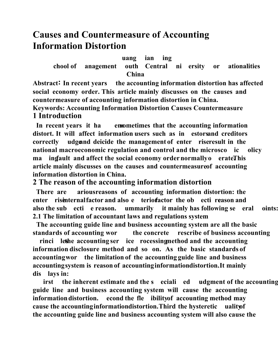 会计信息失真的原因与对策外文及译文_第1页