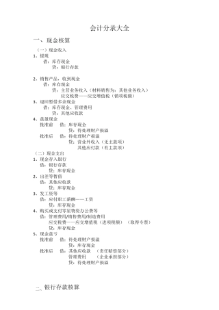 会计分录大全