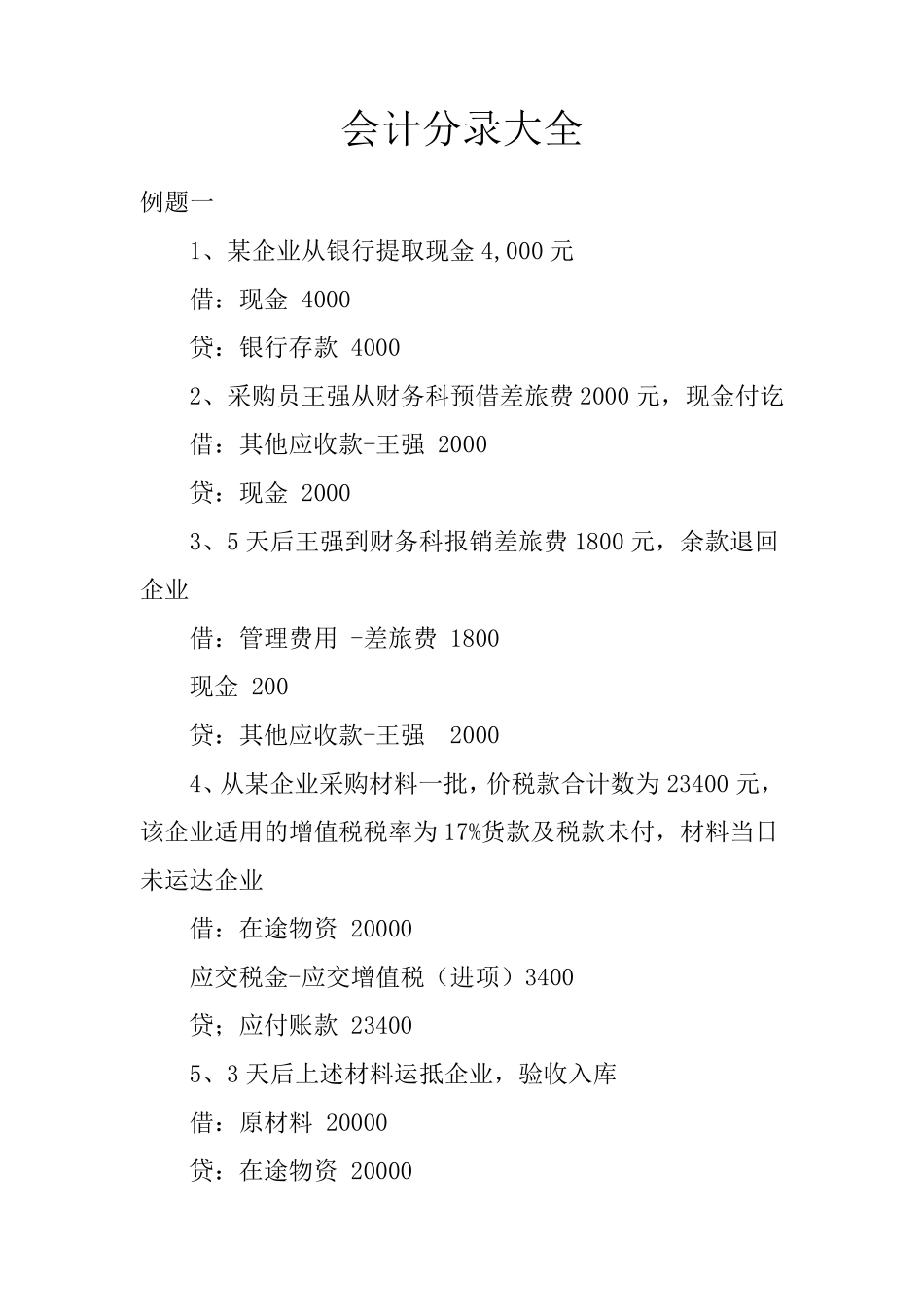 会计分录大全会计分录例题大全_第1页