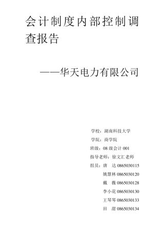 会计制度内部控制调查报告