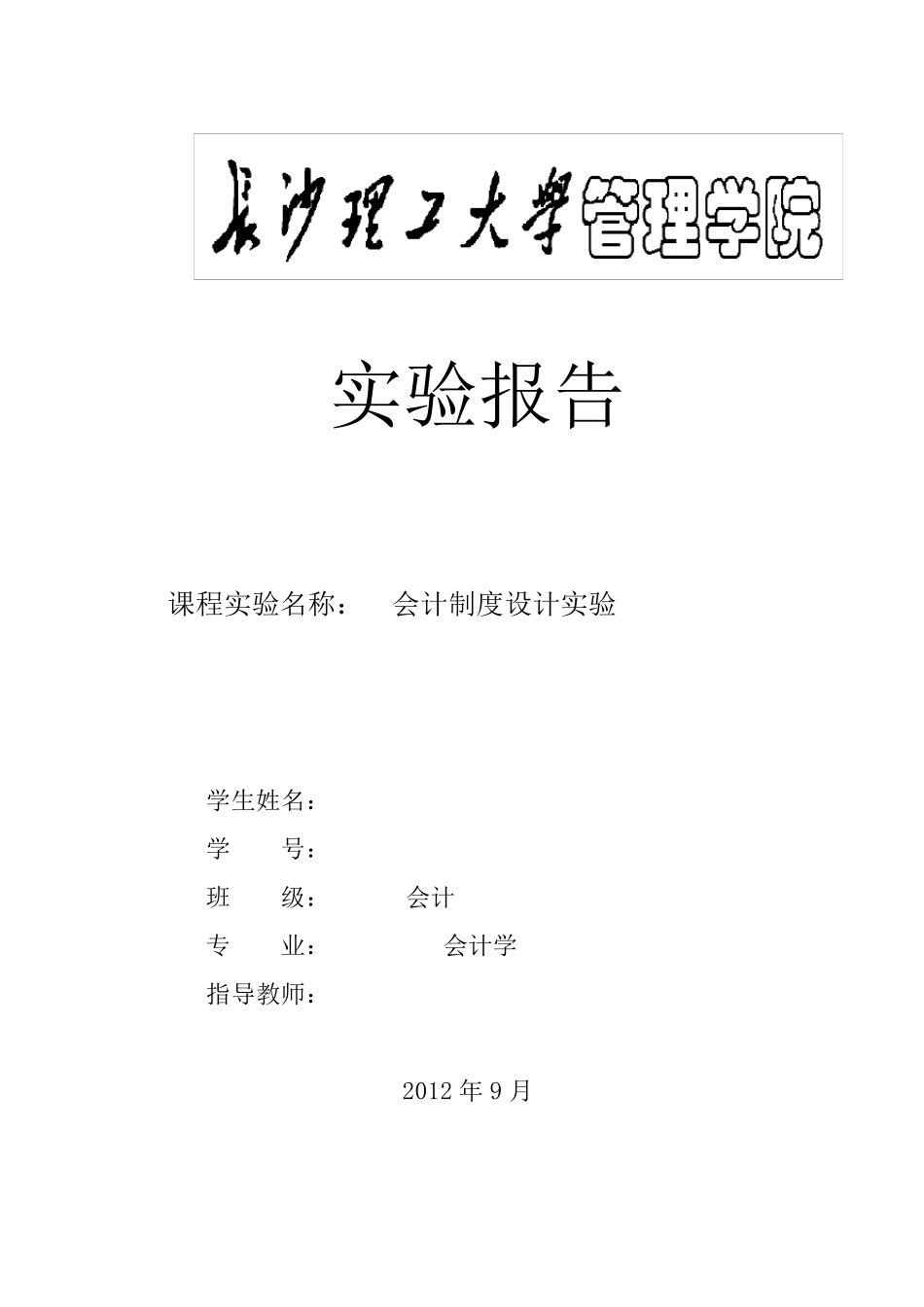 会计制度设计—实验报告_第1页