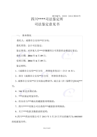 会计司法鉴定报告(挪用资金案)