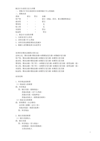 会计基础主要会计分录