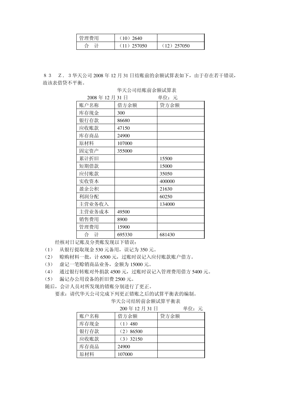 会计基础综合题试算平衡表_第2页