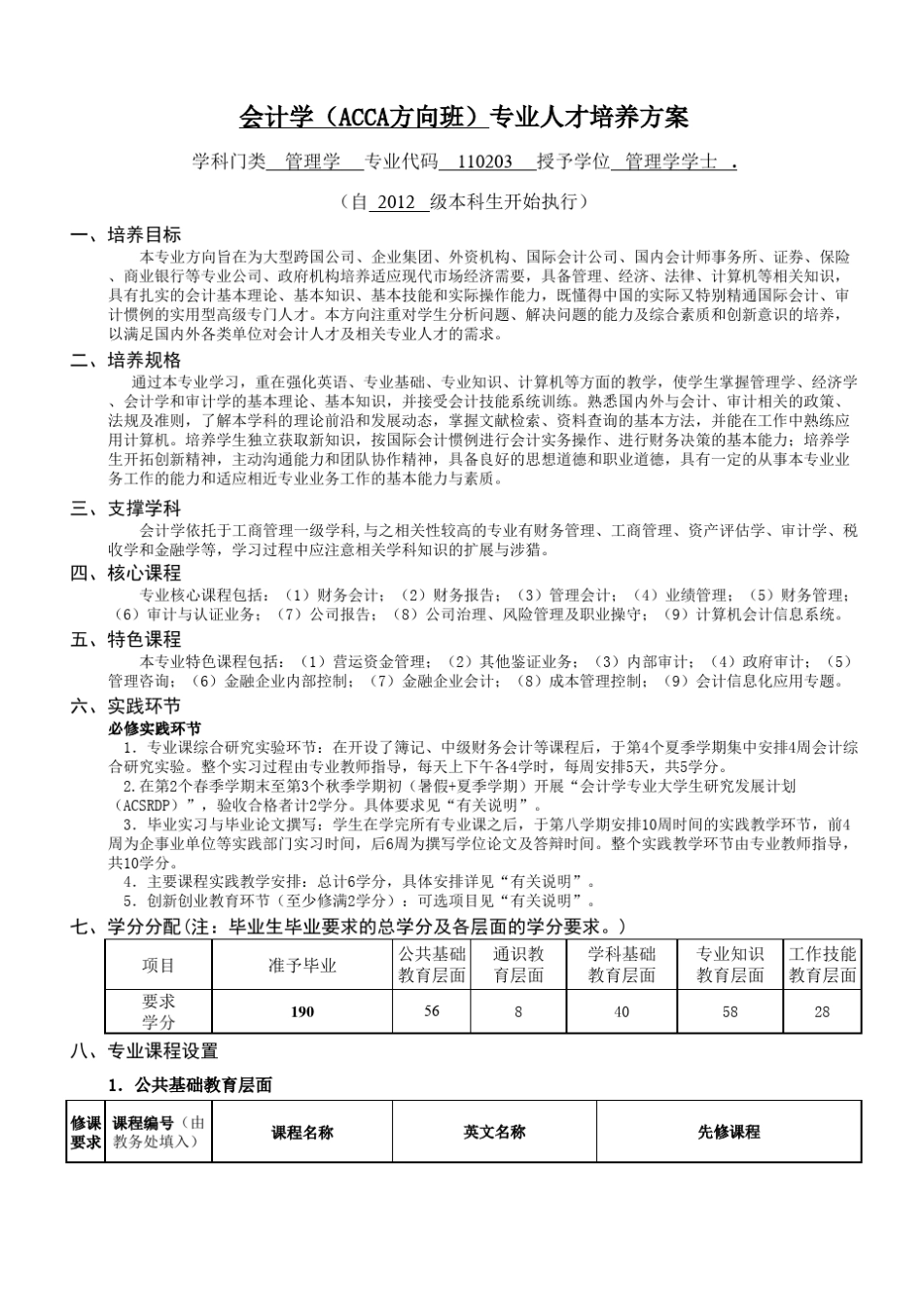 会计学(ACCA方向班)专业人才培养方案_第1页