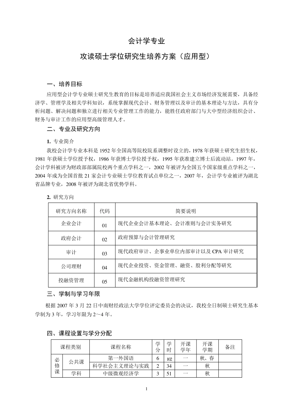会计学专业硕士培养方案_第1页