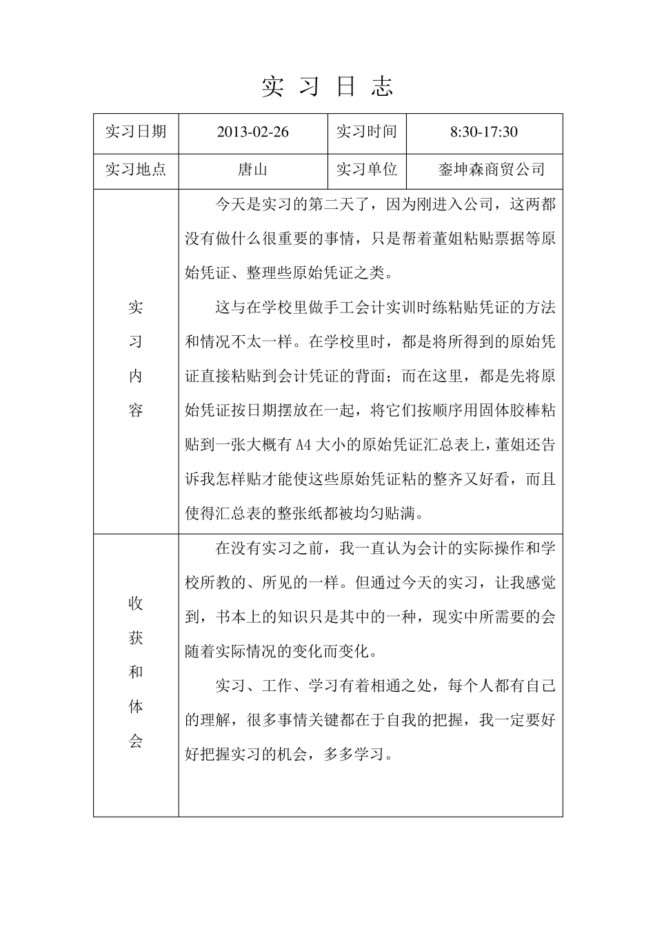 会计实习日志_第2页