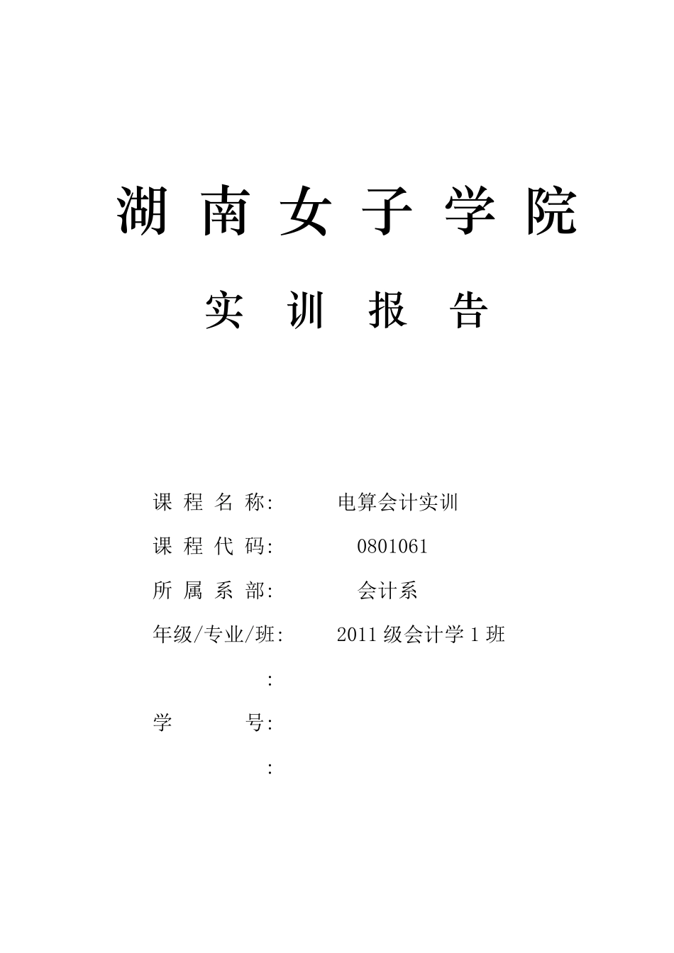 会计电算化实训报告_第1页