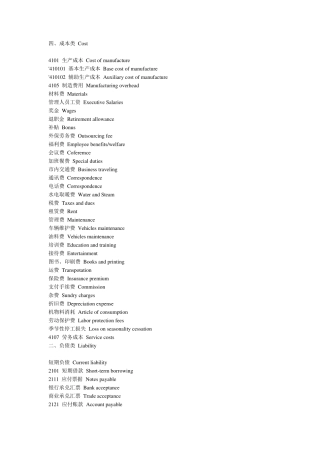 会计科目的中英文对照表—营业费用(operatingexpenses)