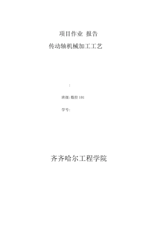 传动轴机械加工工艺实例