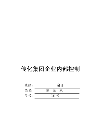 传化集团企业内部控制