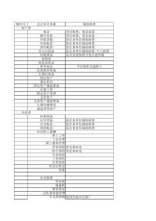 传媒单位会计科目表