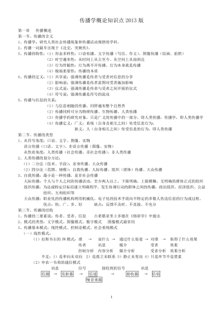 传播学概论知识点2013版