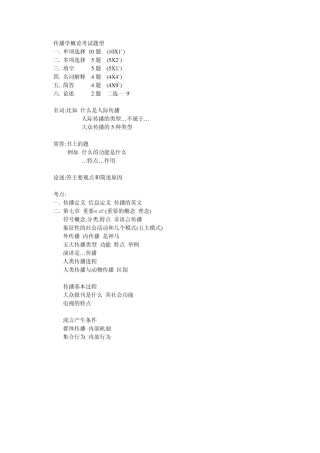 传播学概论考试题型+笔记