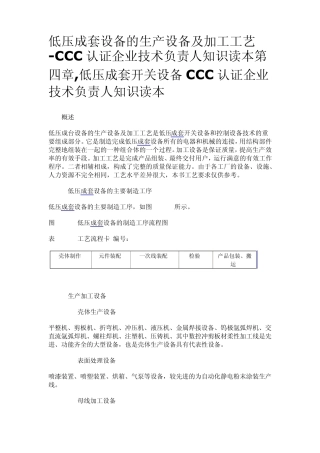低压成套开关设备CCC认证企业技术负责人