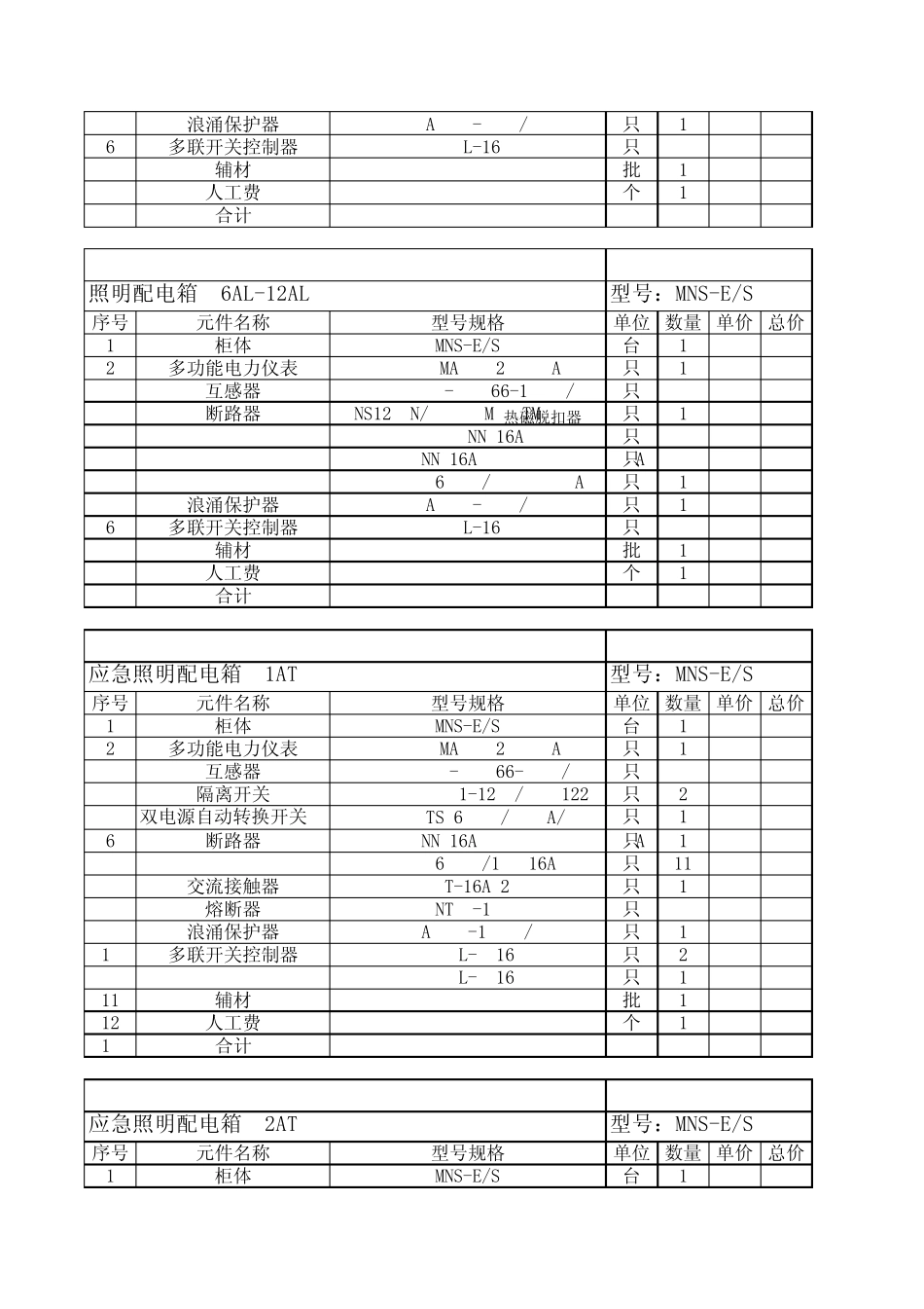 低压配电柜_材料清单_配置清单_第3页