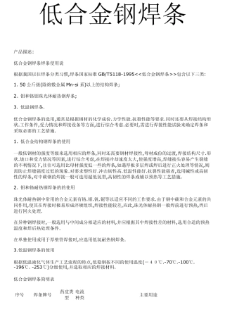 低合金钢焊条介绍