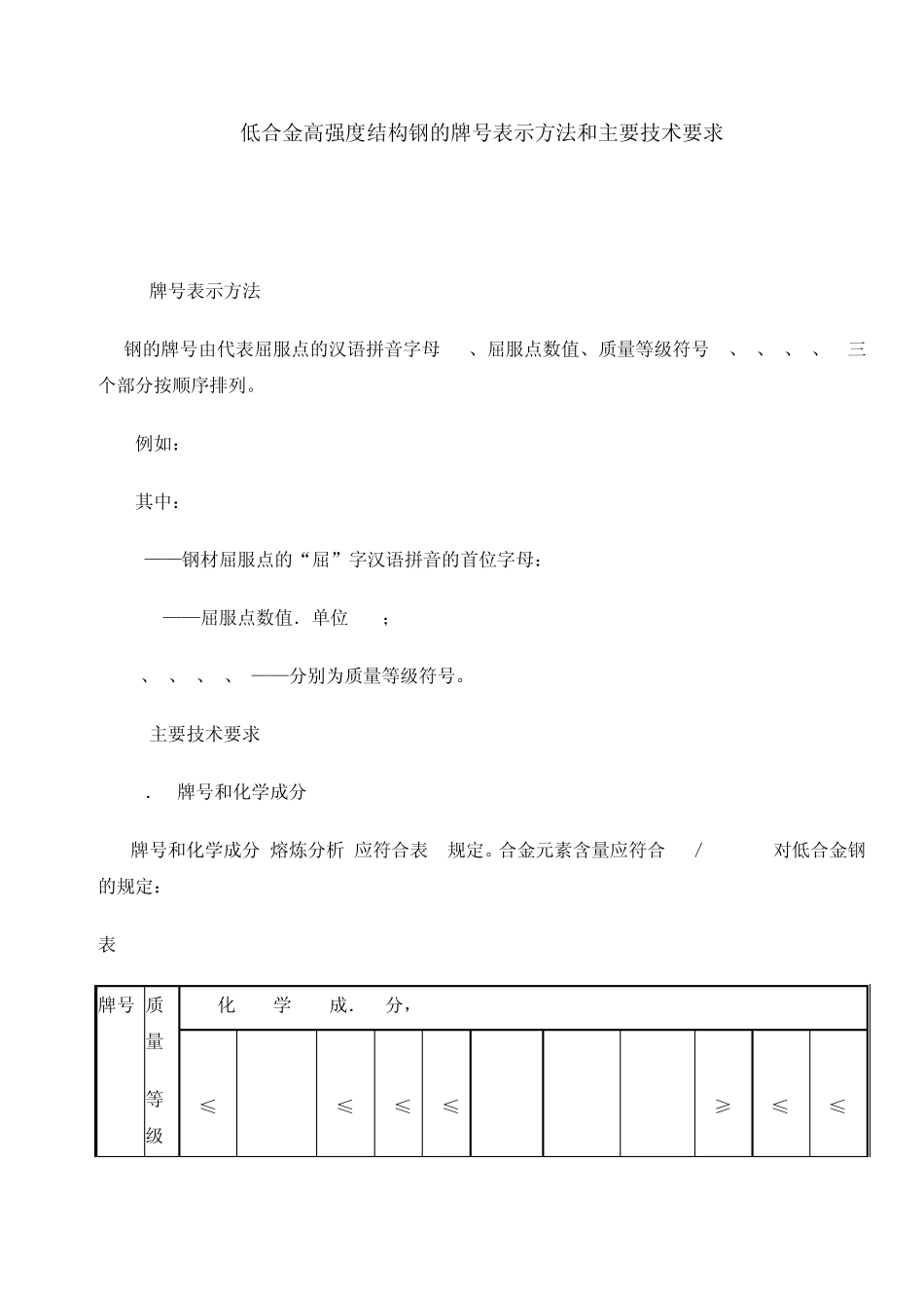 低合金高强度结构钢的牌号表示方法和主要技术要求_第1页