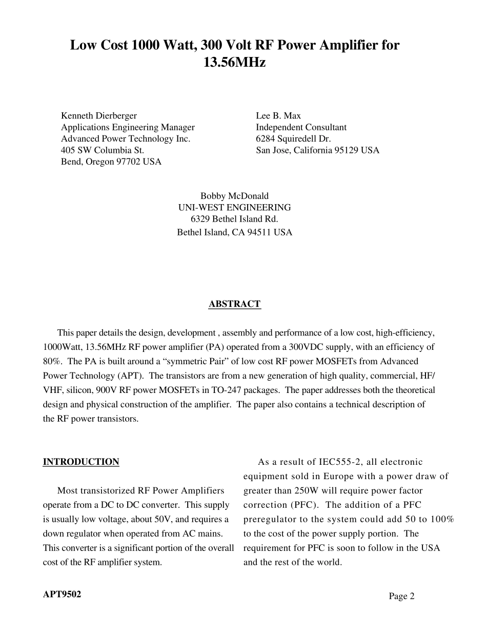 低成本的13.56MHz1000W300VRF功率放大器_第2页