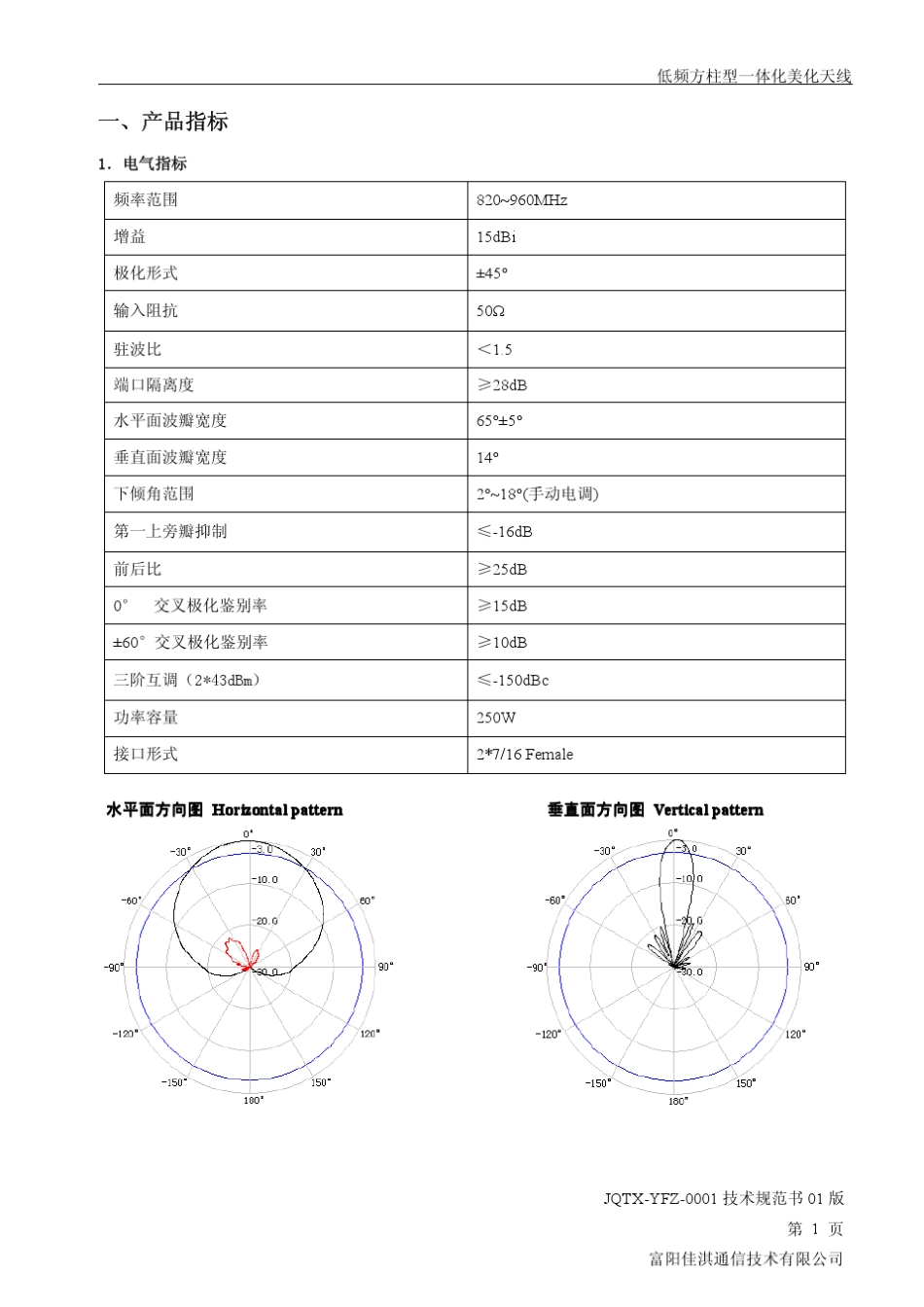 低频方柱型一体化美化天线技术规范书_第3页