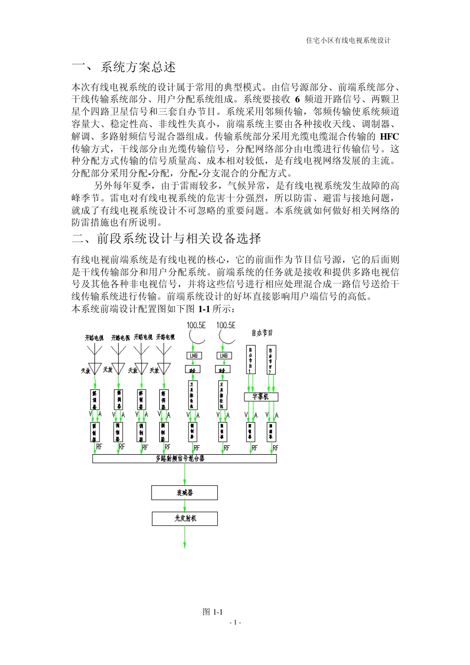 住宅小区有线电视系统的设计_第1页