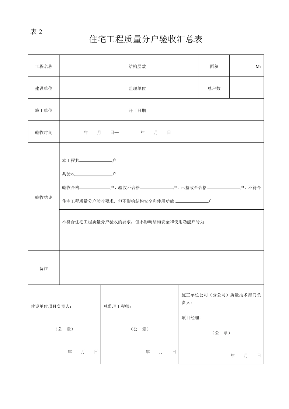 住宅工程质量分户验收记录表(表1~表9)_第2页