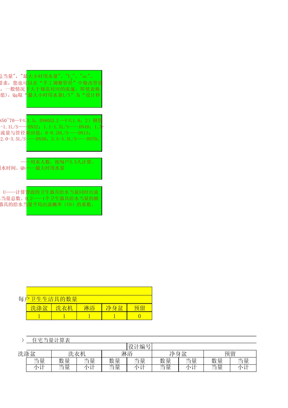 住宅给水流量、管径计算表(V1.0)_第3页