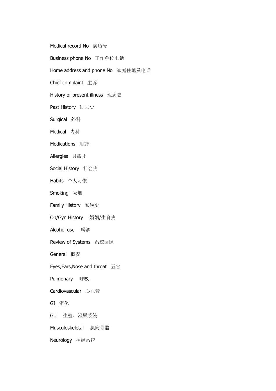 住院病历英文翻译_第3页