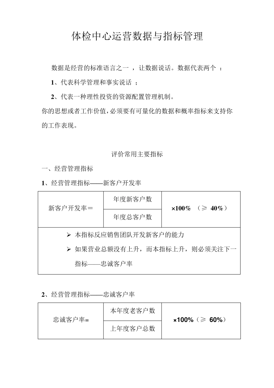 体检中心运营数据与指标管理_第1页