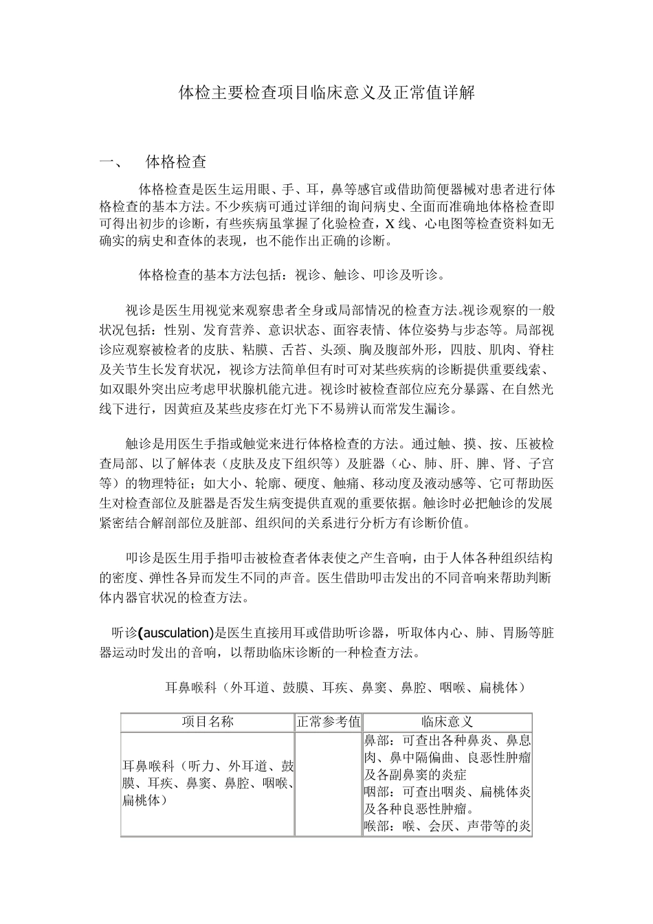 体检主要检查项目临床意义及正常值_第1页