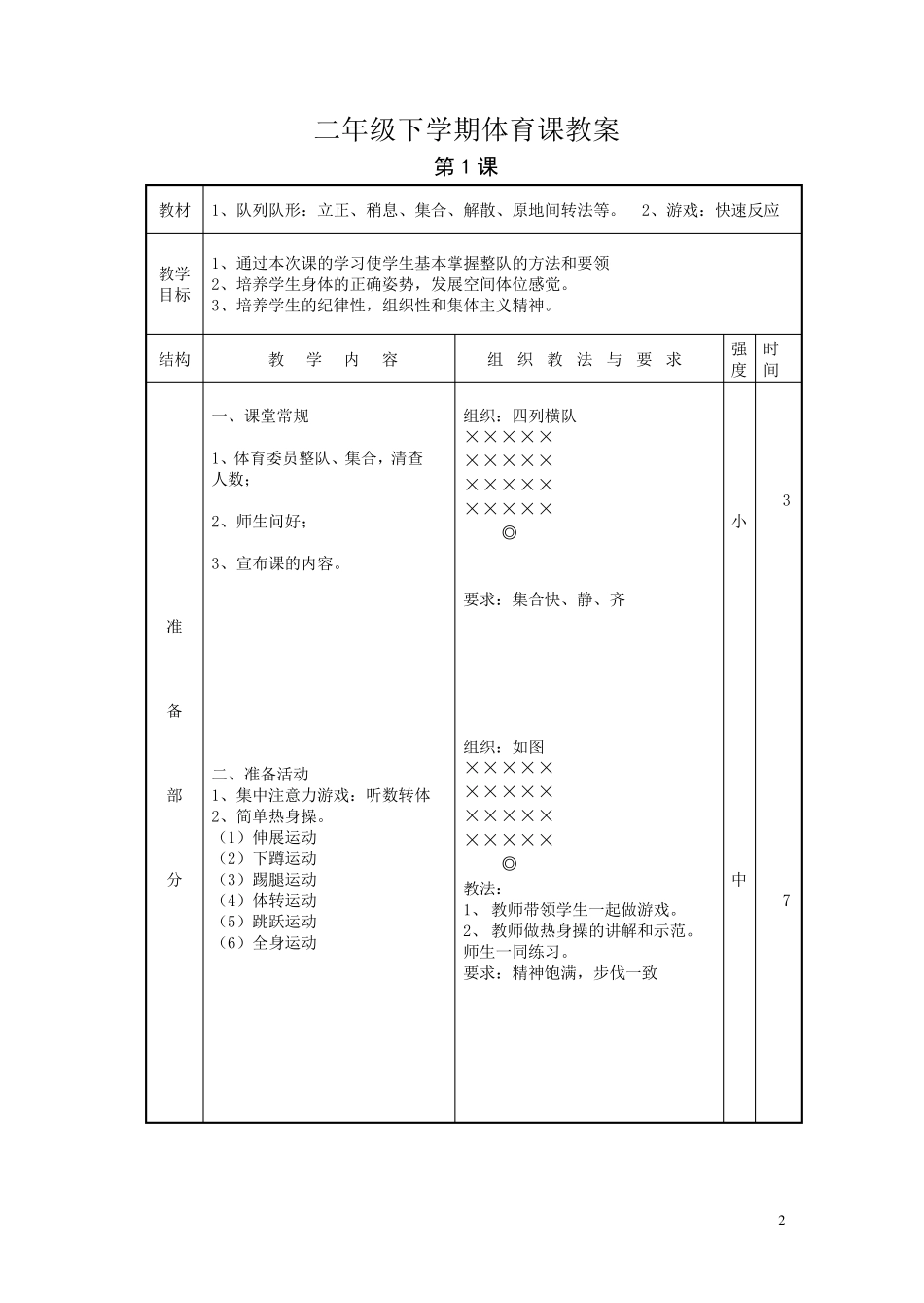 体育与健康.二年级下学期教案_第2页
