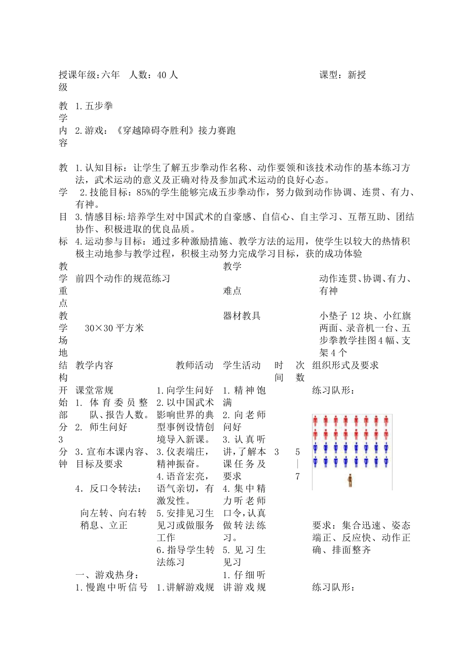 体育五步拳教学设计_第3页