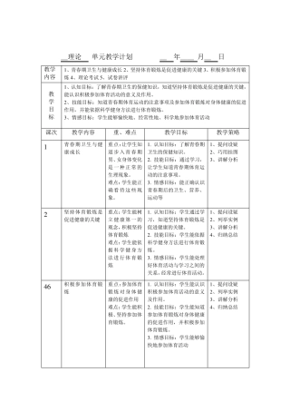 体育单元教学计划