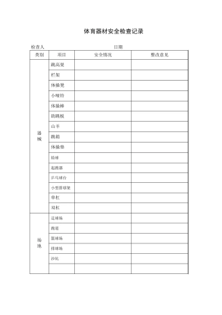 体育器材检查记录