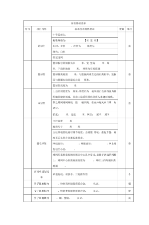 体育器材清单