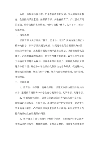 体育艺术2+1项目实施方案
