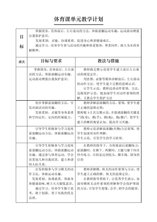 体育课单元教学计划
