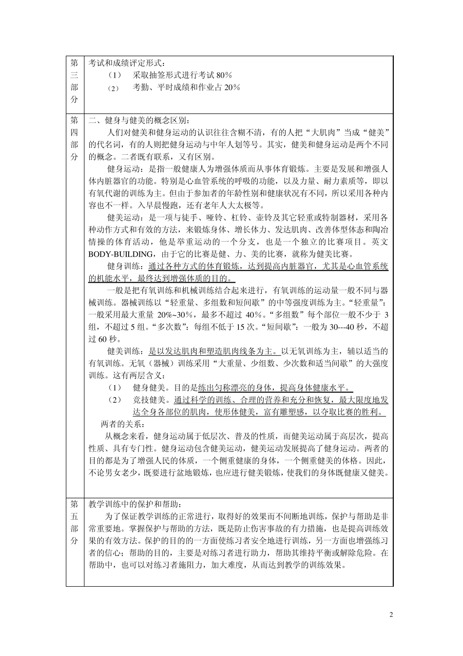 体育部健美课程教案_第2页