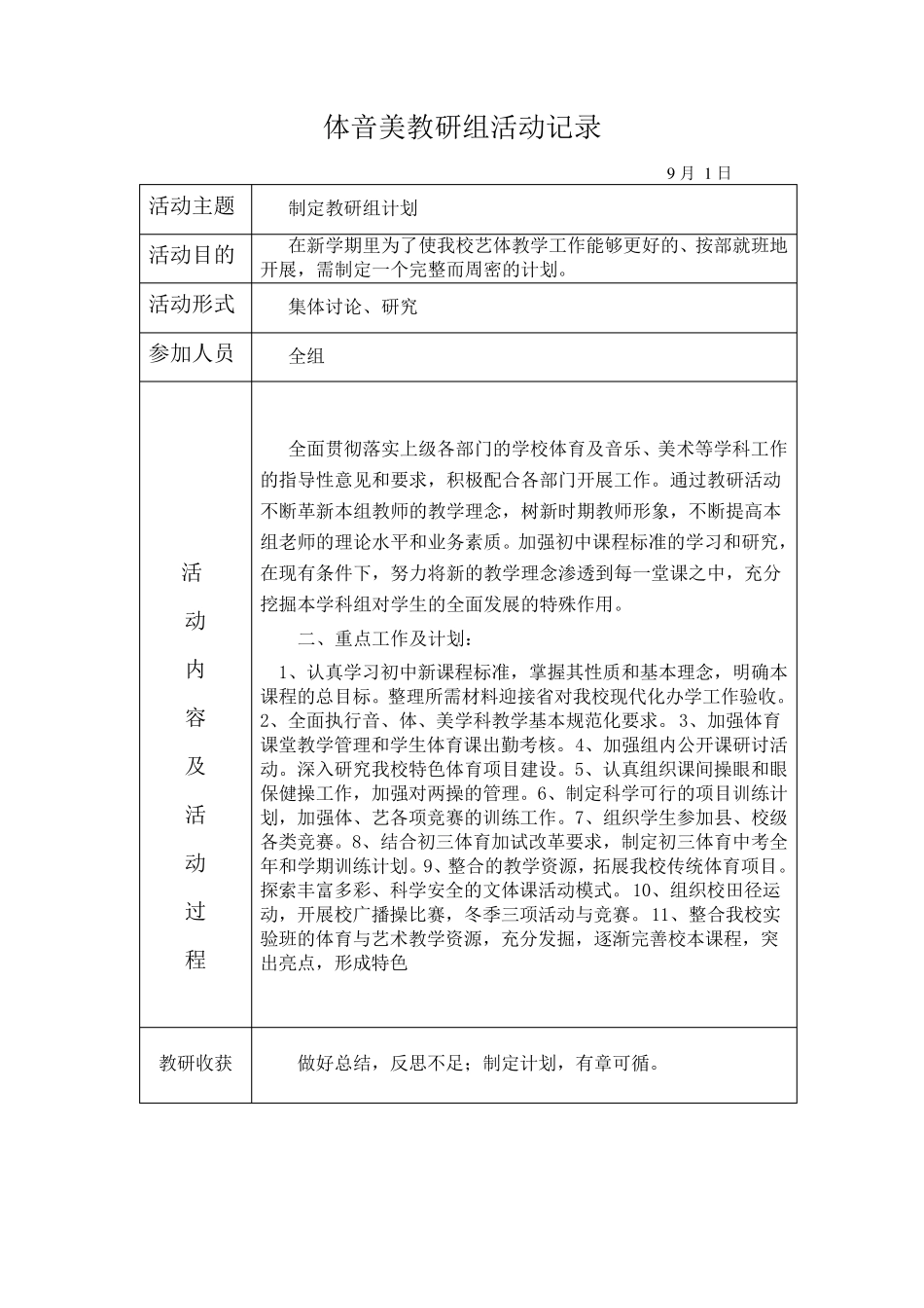 体音美教研组活动记录_第1页